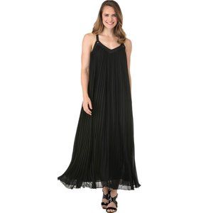 Michael Kors Black Pleated Maxi Dress-V Neckline